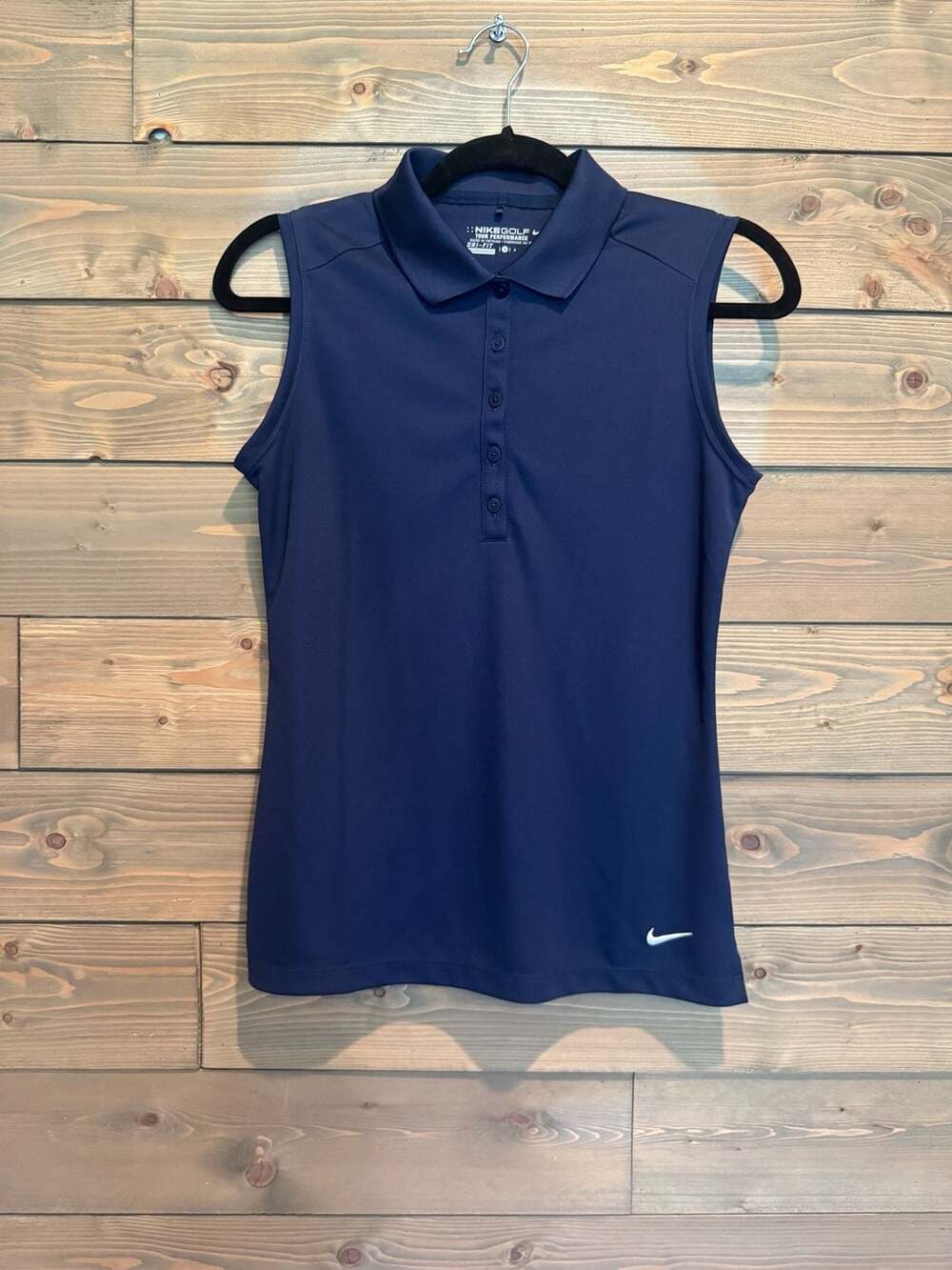 Nike Golf Tour Performance Dri-Fit Sleeveless Polo Shirt Navy Blue Size S
